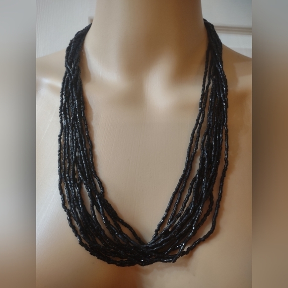 ESTATE women's multi layered black beaded necklace - Picture 1 of 6